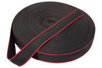 Стропа окантовочная чёрная с красной полосой 30 мм