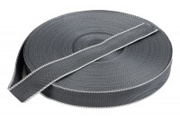 Стропа окантовочная темно-серая с белой полосой 30 мм